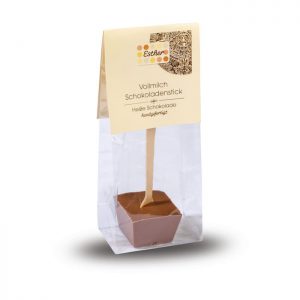 Vollmilchschokoladenstick mit Vollmilchschokolade an einem Holzstil der Esther Confiserie aus Kulmbach in Oberfranken
