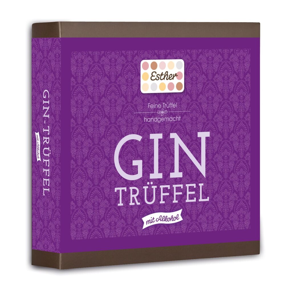 GIN Trüffel als 9er Präsent Verpackung der Esther Confiserie aus Kulmbach