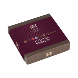 Esther 9er Zartbitter Mischung mit Alkohol. Mit 9 ausgewählten zartherben Trüffeln.