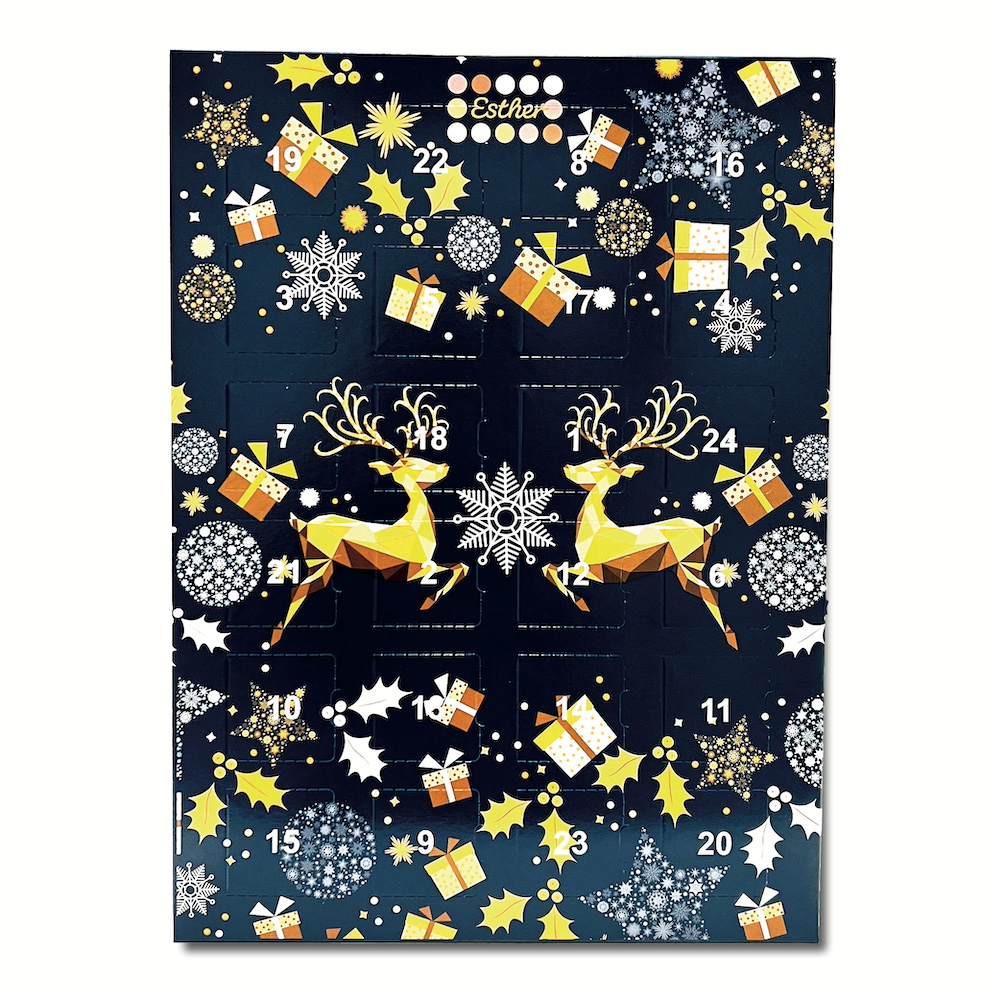 Esther Adventskalender mit Alkohol 24 weihnachtliche Pralinen und Trüffel