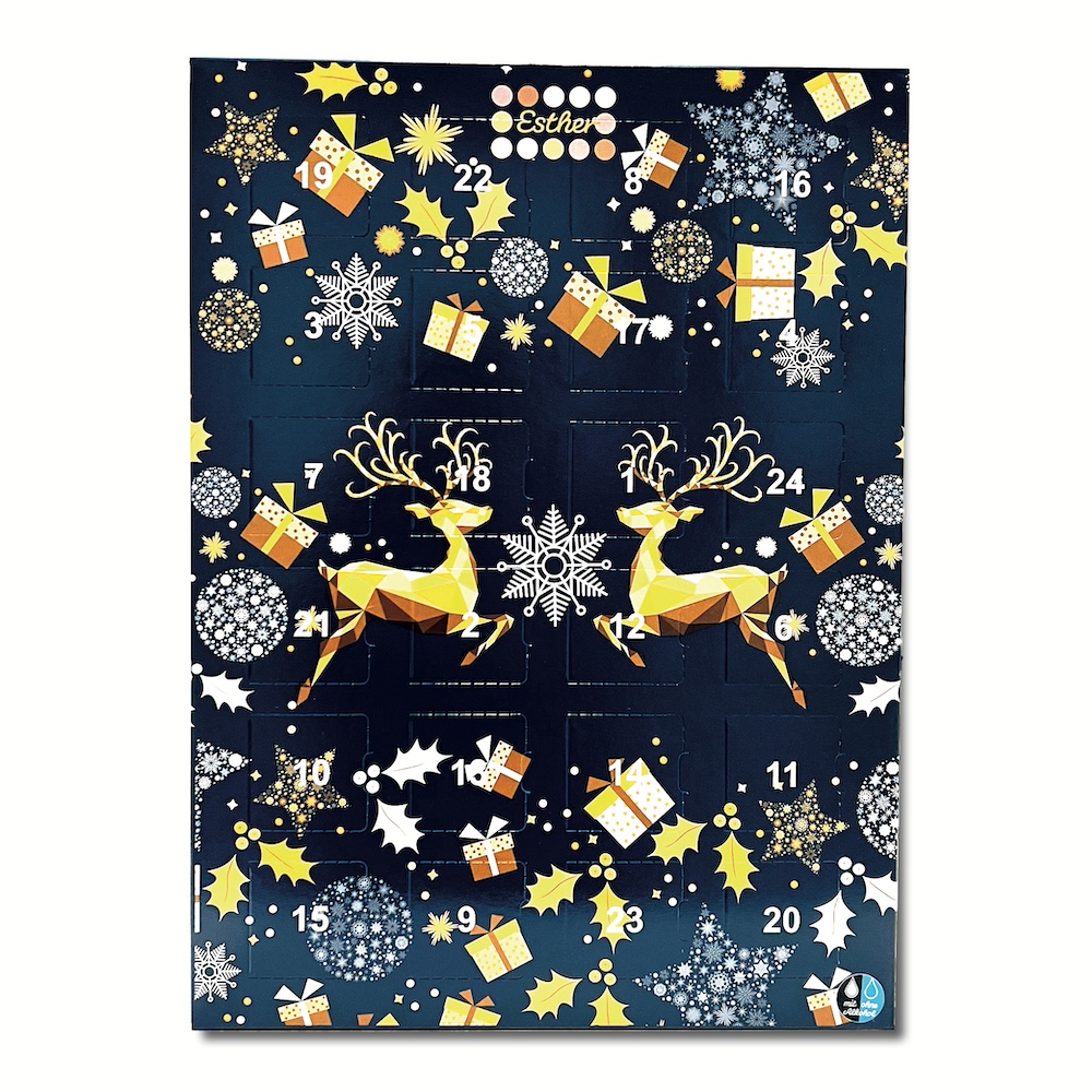 Esther Adventskalender mit / ohne Alkohol 24 weihnachtliche Pralinen und Trüffel