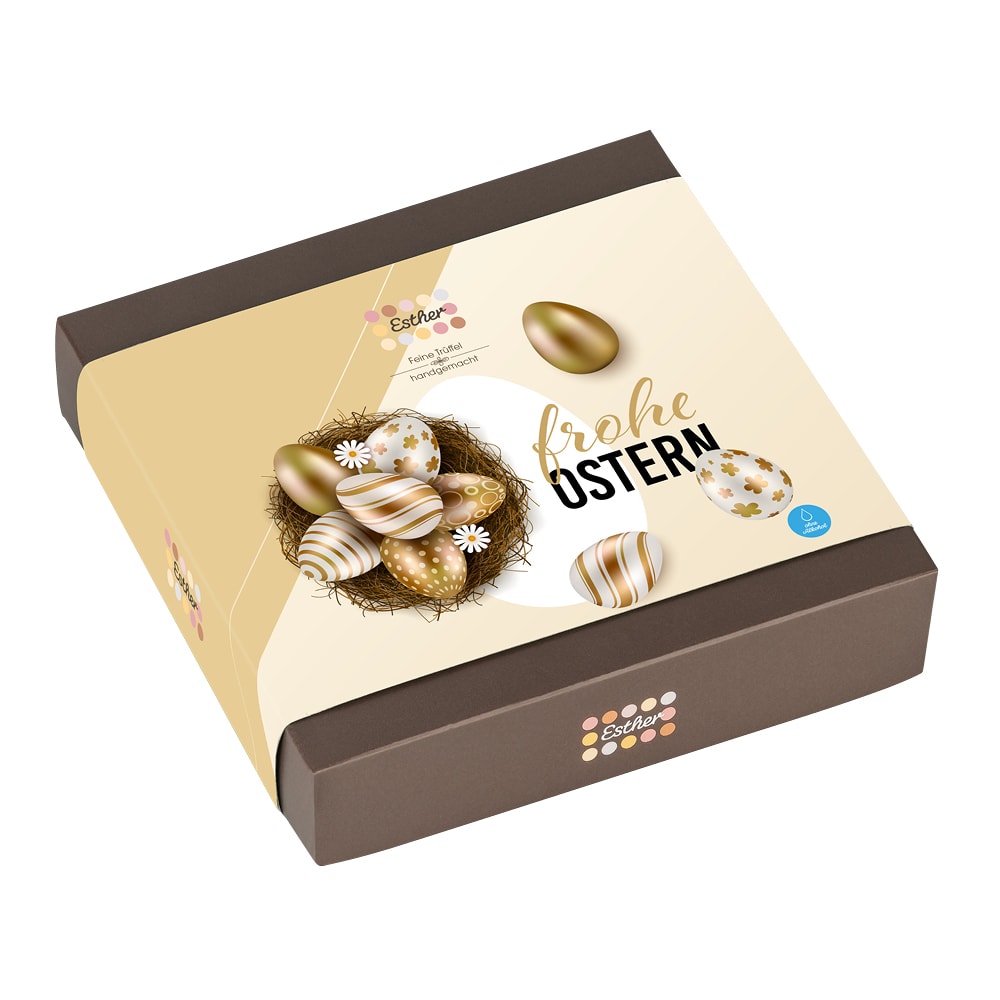 9er Ostern Pralinenpackung der Esther Confiserie mit 9 edlen Pralinen und Trüffel ohne Alkohol