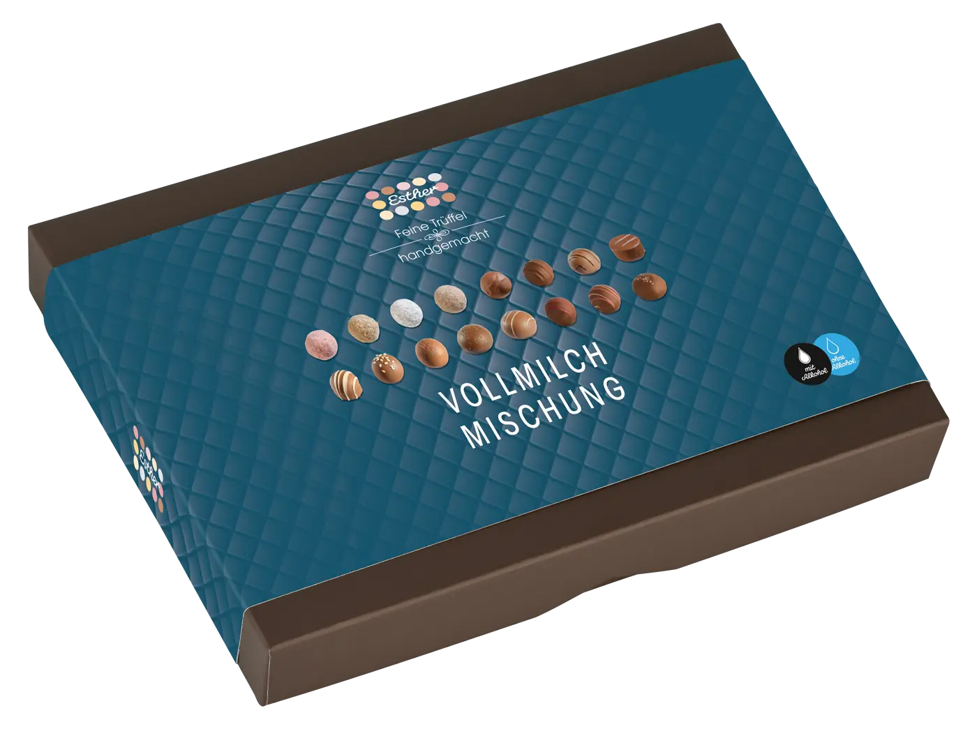 Esther Vollmilch Mischung 16er Klassikpackung mit / ohne Alkohol - Trüffel & Pralinen Mix