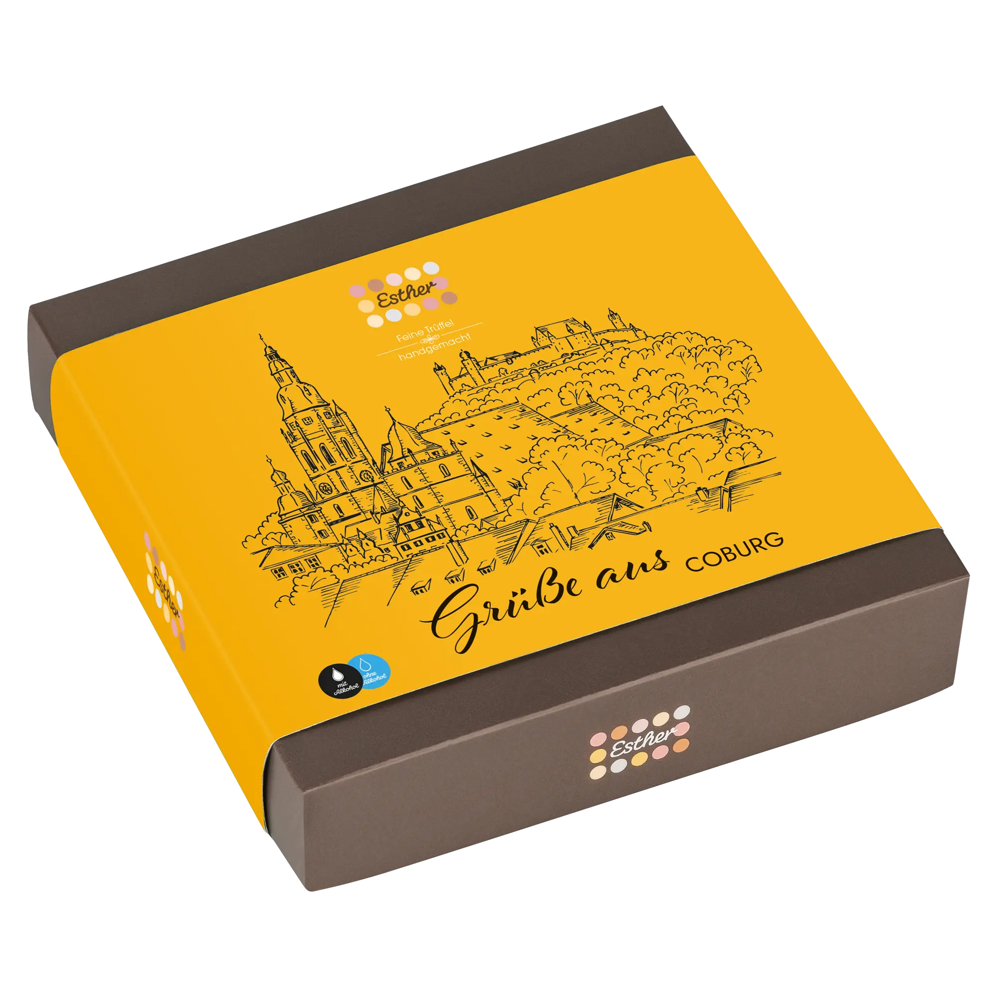Esther Coburg 9er Präsentpackung mit / ohne Alkohol - Trüffel & Pralinen Mix